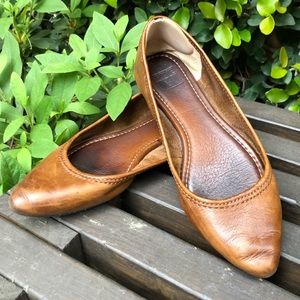Frye Regina Ballet Flats Brown Leather